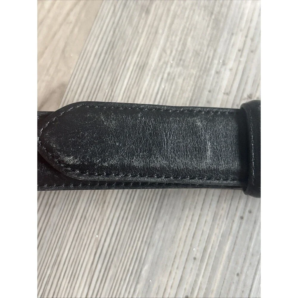 Vintage Coach Black Genuine Leather Preppy Belt  Silver Hardware 36 Inch
